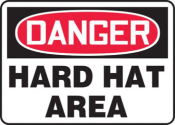 Accuform Signsﾮ 10" X 14" Black, Red And White 0.040" Aluminum PPE Sign "DANGER HARD HAT AREA" With Round Corner