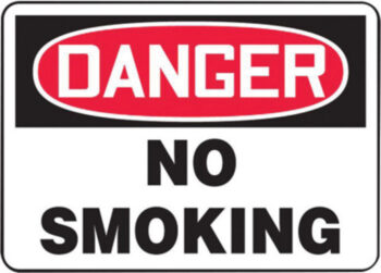 Accuform Signsﾮ 7" X 10" Black, Red And White 0.040" Aluminum Smoking Control Sign "DANGER NO SMOKING" With Round Corner
