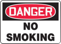 Accuform Signsﾮ 10" X 14" Black, Red And White 0.055" Plastic Smoking Control Sign "DANGER NO SMOKING" With 3/16" Mounting Hole And Round Corner