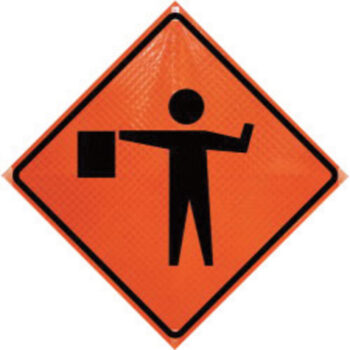 Dicke Safety Products 36" Black And Orange Polycarbonate Reflective Roll-Up Traffic Sign