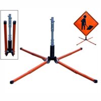 Dicke Safety Products 12" X 22" Black And Orange Steel UniFlexﾙ Screwlock Roll-Up Sign Stand With Steel Coil Spring