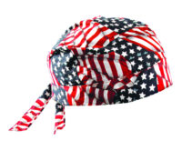 OccuNomix Wavy Flag Tuff Nougiesﾙ 100% Cotton Doo Rag Tie Hat With Plastic Hook Closure And Holographic Hangtag