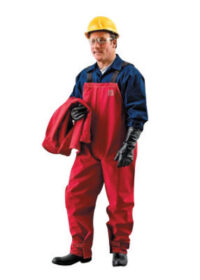 Ansell 2X Red Sawyer-Towerﾙ CPC Polyester Trilaminate Goreﾮ Fabric Chemical Splash Protection Bib Overalls