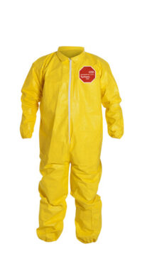 DuPontﾙ X-Large Yellow SafeSPECﾙ 2.0 10 mil Tychemﾮ QC Chemical Protection Coveralls With Serged Seams, Front Zipper Closure, Laydown Collar, And Elastic Wrists And Ankles