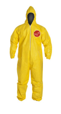 DuPontﾙ 3X Yellow SafeSPECﾙ 2.0 10 mil Tychemﾮ QC Chemical Protection Coveralls With Serged Seams, Front Zipper Closure, Standard Fit Hood, And Elastic Wrists And Ankles