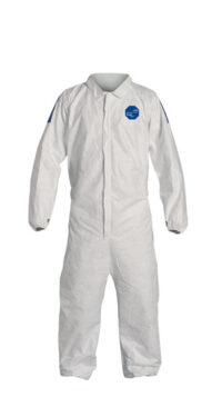 DuPontﾙ 4X White And Blue TD125S WB 5.9 mils Tyvekﾮ And ProShieldﾮ Chemical Protection Coveralls With Serged Seams, Storm Flap Over Front Zipper Closure, Elastic Wrist And Ankle