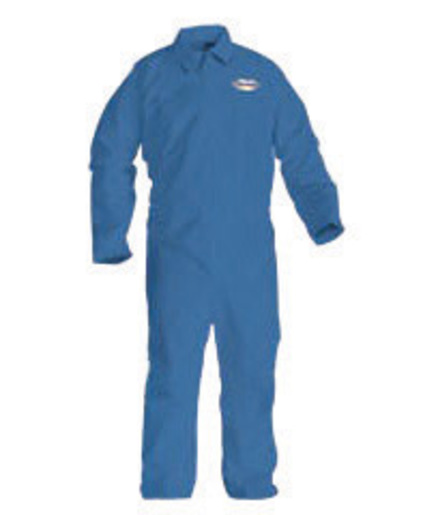 Kimberly-Clark Professional* 2X Denim Blue KLEENGUARD* A60 Microporous Film Laminate Breathable Bloodborne Pathogen And Chemical Splash Protection Coveralls With Seamless Front, Storm Flap Over Front Zipper Closure And Open Wrists And Ankles