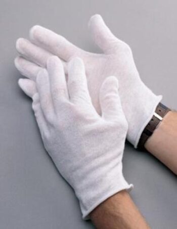 Radnor® Ladies White 9" Light Weight 100% Cotton Reversible Inspection Gloves With Unhemmed Cuff