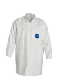DuPontﾙ X-Large White 39" Safespecﾙ 2.0 5.4 mil Tyvekﾮ Disposable Lab Coat With 5 Snap Front Closure, Mandarin Collar And Open Wrist (30 Per Case)