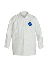 DuPontﾙ Medium White 30 7/8" Safespecﾙ 2.0 5.4 mil Tyvekﾮ Disposable Shirt With 5 Snap Front Closure, Collar, Open Wrist And Long Sleeves (50 Per Case)