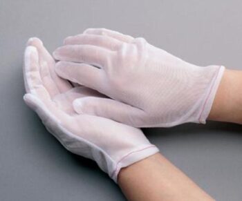 Radnor® Large White Lint-Free 100% Nylon Cut And Sewn Two Piece Pattern Inspection Gloves With Rolled Hem Cuff