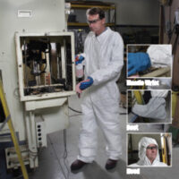 Radnorﾮ 3X White Pro-1 Perforated High-Density Polyethylene Disposable Coveralls With Front Zipper Closure And Elastic Ankles And Wrists