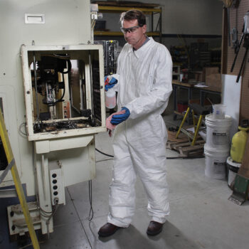 Radnorﾮ 2X White Pro-2 Microporous Film Laminated To Spunbond Polypropylene Disposable Coveralls With Front Zipper Closure