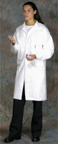 Radnorﾮ Medium White Spunbond Polypropylene Disposable Labcoat With Snap Front Closure