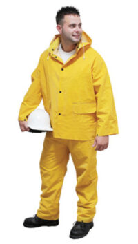 Radnorﾮ Medium Yellow .35 mm Polyester And PVC 3 Piece Rain Suit (Includes Jacket With Front Snap Closure, Detached Hood And Snap Fly Bib Pants)