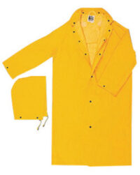 MCR Safetyﾮ Medium Yellow 49" Classic Plus .35 mm Polyester And PVC 2-Piece Coat With Detachable Hood And Corduroy Collar