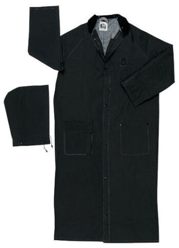 MCR Safetyﾮ Large Black 60" Classic .35 mm Polyester And PVC 2-Piece Coat With Detachable Hood And Corduroy Collar