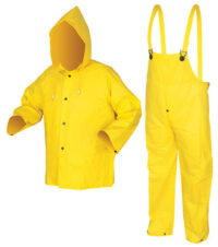MCR Safetyﾮ Yellow Wizard .28 mm Nylon And PVC 3-Piece Rain Suit With Detachable Hood And Bib Pants