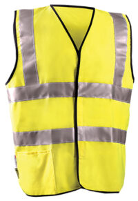 OccuNomix Large Hi-Viz Yellow Classicﾙ Flame Resistant Solid Cotton Class 2 Dual Stripe Vest With Hook And Loop Closure And 3Mﾙ Scotchliteﾙ 2" Reflective Tape And 1 Pocket