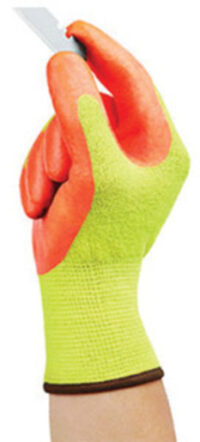 Ansell Size 11 Hi-Viz Yellow And Hi-Viz Orange HyFlex® Medium Weight Cut Resistant Gloves With Knit Wrist, DuPont™ Kevlar® Lining And Foam Nitrile Coating