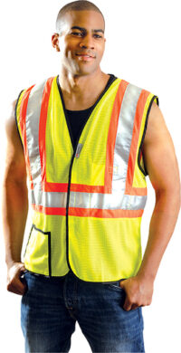 OccuNomix 3X Hi-Viz Yellow OccuLuxﾮ Premium Light Weight Cool Polyester Mesh Class 2 Two-Tone Vest With Front Hook And Loop Closure And 3Mﾙ Scotchliteﾙ 2" Reflective Tape And 2 Pockets