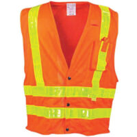 OccuNomix 2X Hi-Viz Orange OccuLuxﾮ Premium Light Weight Polyester Mesh Class 2 Vest With Front Snap Closure And 3Mﾙ Scotchliteﾙ 2" Reflective Gloss Tape And 4 Pockets