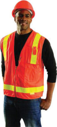 OccuNomix X-Large Orange OccuLuxﾮ L'Orange Classicﾙ Premium Light Weight Solid Polyester Tricot Mesh Class 2 Vest With Front Snap Closure And 3Mﾙ Scotchliteﾙ 2" Reflective Gloss Tape And 12 Pockets