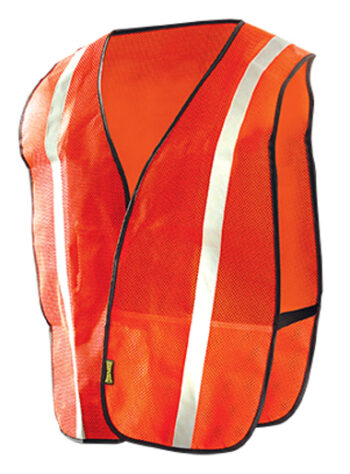 OccuNomix 4X Hi-Viz Orange OccuLuxﾮ Valueﾙ Economy Light Weight Polyester Mesh Vest With Front Hook And Loop Closure, 1" Silver Glass Bead Tape, Elastic Side Straps And 1 Pocket