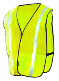 OccuNomix 4X Hi-Viz Yellow OccuLuxﾮ Valueﾙ Economy Light Weight Polyester Mesh Vest With Front Hook And Loop Closure, 1" Silver Glass Bead Tape, Elastic Side Straps And 1 Pocket