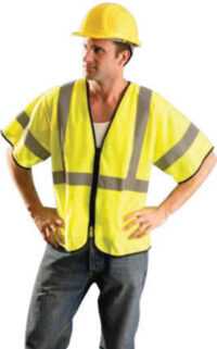 Radnorﾮ Large - X-Large Hi-Viz Yellow Polyester And Mesh Class 3 Value Vest With Zipper Front Closure, 2" Silver Reflective Tape Striping And 2 Pockets