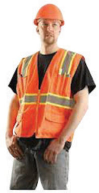 OccuNomix X-Large Hi-Viz Orange OccuLuxﾮ Classicﾙ Economy Woven Twill Solid Polyester Two-Tone Surveyor's Vest With Front Zipper Closure And 3/4" White Gloss Tape Backed by Yellow Trim And 9 Pockets