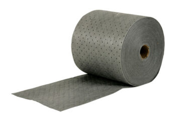 Bradyﾮ 15" X 150' SPCﾙ MRO Plusﾙ Gray 3-Ply Meltblown Polypropylene Dimpled Medium Weight Sorbent Roll, Perforated Every 18" (1 Per Box)
