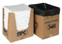 Bradyﾮ 15" X 19" SPCﾙ Oil Plusﾙ White 3-Ply Meltblown Polypropylene Dimpled Perforated Sorbent Pad With Dispense-n-Dispose System
