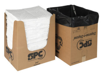 Bradyﾮ 15" X 19" SPCﾙ Oil Plusﾙ White 3-Ply Meltblown Polypropylene Dimpled Perforated Sorbent Pad With Dispense-n-Dispose System