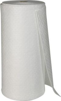 Bradyﾮ 38" X 144' SPCﾙ White 1-Ply Meltblown Polypropylene Dimpled Perforated Heavy Weight Sprocket Bonded Sorbent Roll (1 Per Bag)