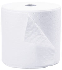 Bradyﾮ 15" X 150' SPCﾙ SXTﾮ Top Layer Blue And Bottom Layer White 3-Ply Meltblown Polypropylene Perforated Double Sided Heavy Weight Sorbent Roll, Covers Wide Area Perforated Every 18"