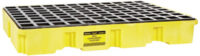 Eagle 26 1/4" X 51 1/2" X 6 1/2" Yellow HDPE 2-Drum Modular Spill Containment Platform With 30 Gallon Spill Capacity Without Drain