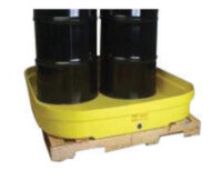 Eagle 51 1/2" X 51 1/2" X 7" Yellow HDPE 4-Drum Modular Spill Containment Budget Basin With 66 Gallon Spill Capacity And Drain