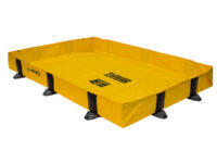 Justriteﾮ 4' X 4' X 8" Rigid-Lock Quickbermﾮ Lite Yellow PVC And Nylon Portable Emergency Spill Containment Berm With 79 gal Spill Capacity
