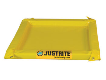 Justriteﾮ 4' X 4' X 2" Yellow PVC Temporary Spill Containment Berm With 10 gal Spill Capacity