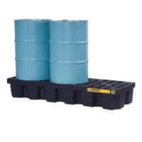 Justriteﾮ 73" X 11 5/8" X 25" 75 Gallon EcoPolyBlendﾙ Black 100% Recycled Polyethylene Spill Control 3 Drum Pallet