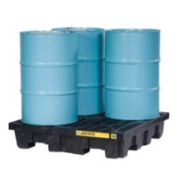 Justriteﾮ 49" X 49" X 10 1/4" EcoPolyBlendﾙ Black Polyethylene 4-Drum Square Spill Control Pallet With 73 Gallon Spill Capacity