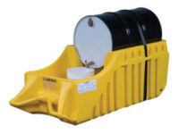 Justriteﾮ 32" X 26" X 72" 66 Gallon EcoPolyBlendﾙ Yellow Polyethylene Indoor And Outdoor Drum Caddy With Rubber Wheels (For Spill Containment)
