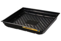 Justriteﾮ 37 3/4" X 34" X 5 1/2" EcoPolyBlendﾙ Black Recycled Polyethylene Lightweight Low-Profile Spill Tray With 23 Gallon Spill Capacity