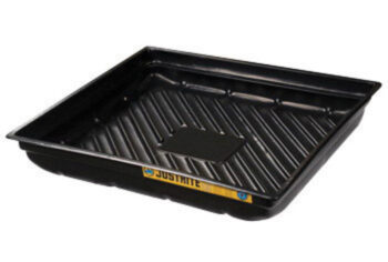 Justriteﾮ 37 3/4" X 34" X 5 1/2" EcoPolyBlendﾙ Black Recycled Polyethylene Lightweight Low-Profile Spill Tray With 23 Gallon Spill Capacity