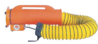 Air Systems International Saddle Ventﾮ 870 cfm 1/3 hp 115 VAC 60 Hz Steel Axial Canister Fan With 8" X 15' Duct Installed