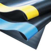 Superior Manufacturing Notraxﾮ 2' X 75' Black 1/4" Thick PVC Series 830 Insulative Non-Conductive Switchboard Mat With Corrugated Saw-Tooth Linear Pattern