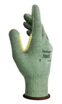 Ansell Size 10 Green Vantage® Medium Weight Cut Resistant Gloves With Knit Wrist, Kevlar® Poly Cotton Lined And Reinforced Thumb Crotch