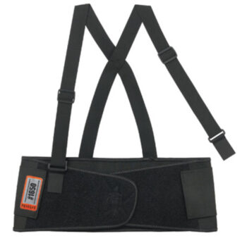 Ergodyne 2X 7 1/2" Black ProFlexﾮ 1650 Elastic Economy Back Support With 5" Single Strap Closure, Rubber Track, Polypropylene Stays And Detachable Suspenders