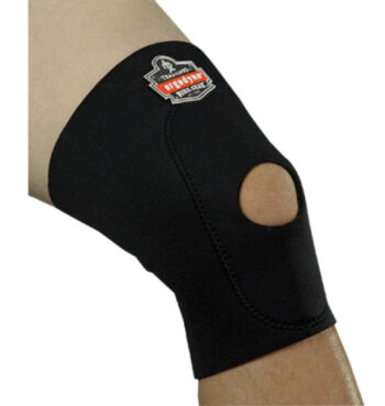 Ergodyne Large Black ProFlexﾮ 615 Neoprene Ambidextrous Single Layer Knee Sleeve With Hook And Loop Closure, Anterior Pad And Open Patella